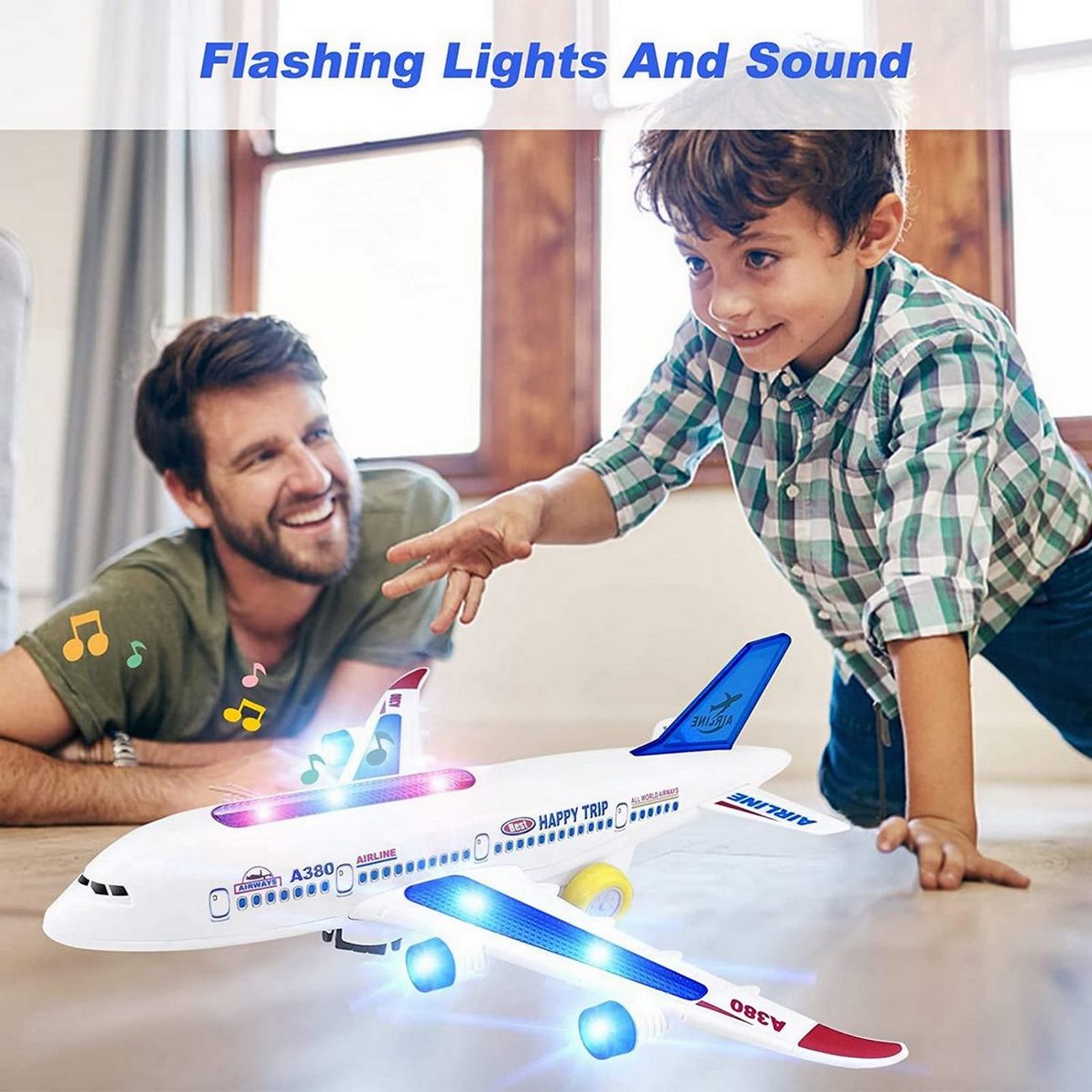 Avión Movimiento Sonido Luces Juguete Niños + Baterias